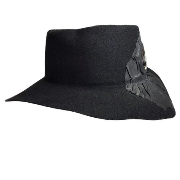 Western 1990 Vintage Designer Custom Made Bee Hat Co. 100% Wool Black Cowboy hat - Picture 6 of 9